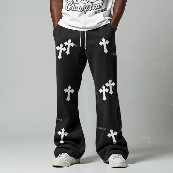 Cross Print Graphic Sweatpants