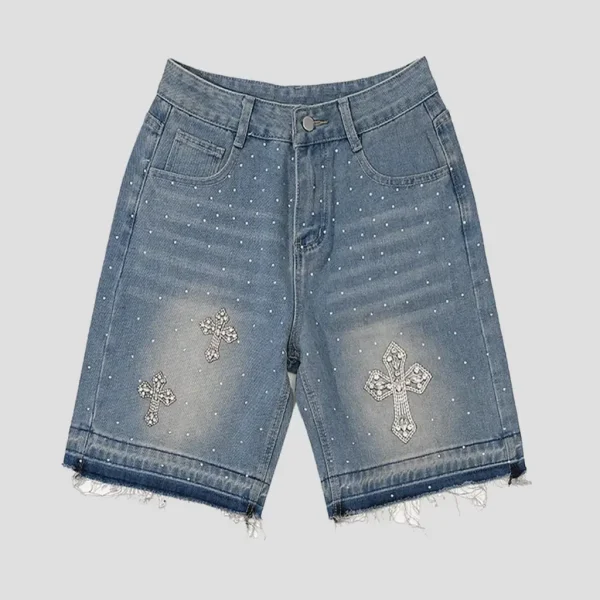 Hot Diamond Denim Shorts Blue