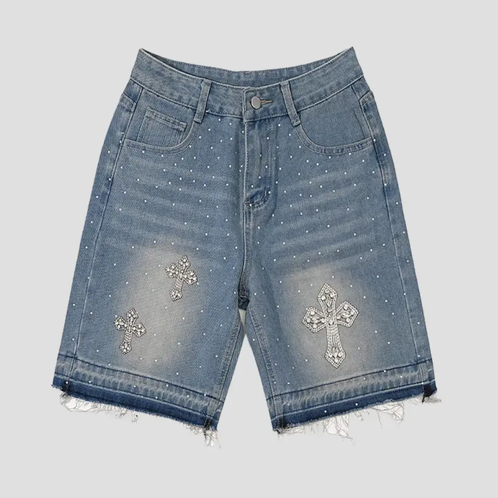 Hot Diamond Denim Shorts Blue
